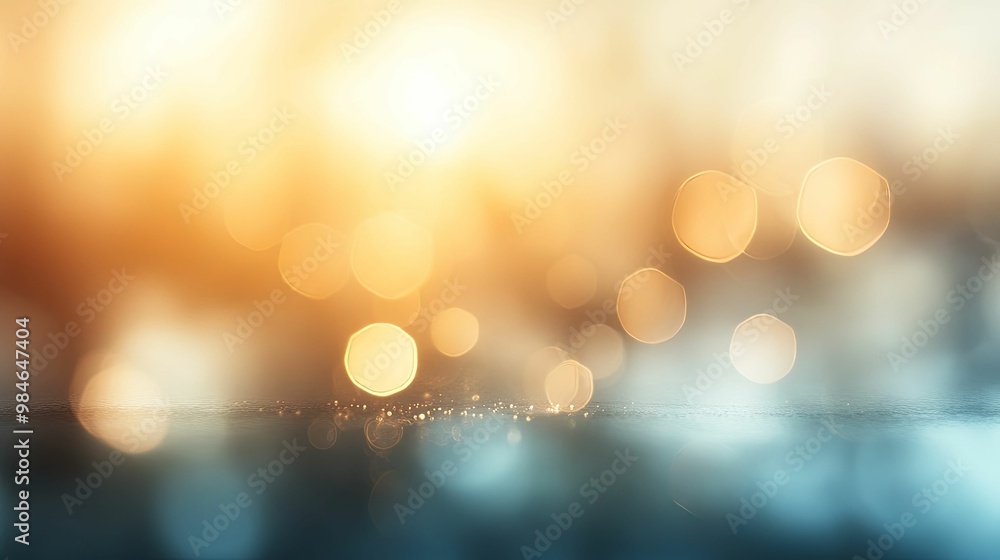Abstract Blurred Background with Bokeh Lights and Water Reflection Abstract Blurred Background with Bokeh Lights and Water Reflection