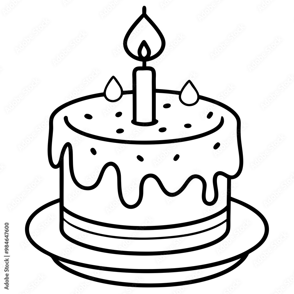Birthday cake with candle line art vector illustration
Birthday cake with candle line art vector illustration
