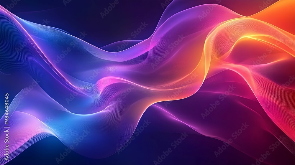 Abstract Colorful Waves with Glowing Lines Abstract Colorful Waves with Glowing Lines
