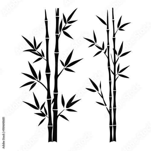  Bamboo leaves icon isolated white background,
