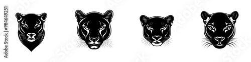 Black silhouette panther logo svg, panther icon illustration.