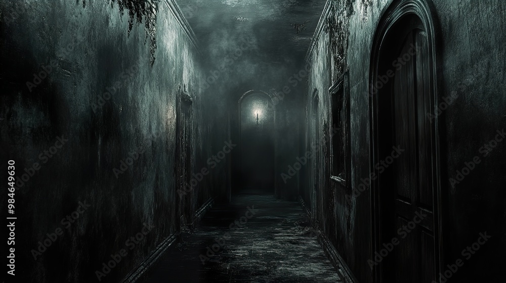 Dark and Creepy Hallway in an Abandoned House Dark and Creepy Hallway in an Abandoned House