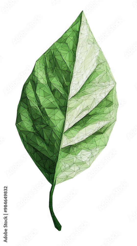 Fototapeta premium Green Leaf Low Poly Illustration Nature Abstract Ecology
