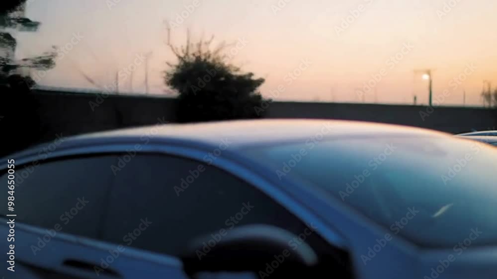 Close Up of Modern Cars Parked at Sunset Close Up of Modern Cars Parked at Sunset