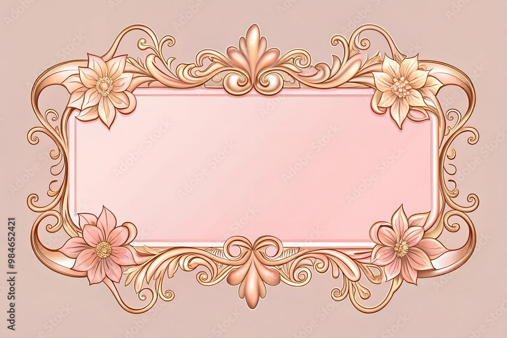 The rectangular border is composed of small and delicate vintage light pink gilded small floral decorations, forming a beautiful border with soft lines and graceful curves. Especially artistic and bea The rectangular border is composed of small and delicate vintage light pink gilded small floral decorations, forming a beautiful border with soft lines and graceful curves. Especially artistic and bea