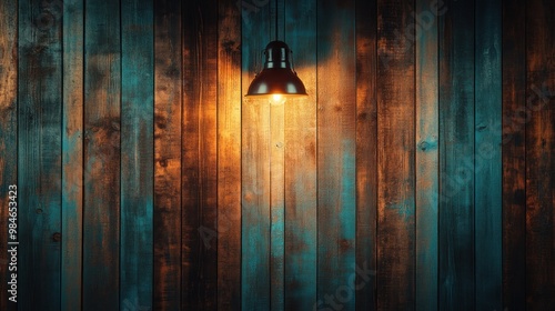 Wallpaper Mural A pendant light illuminates a rustic wooden wall with a warm glow. Torontodigital.ca
