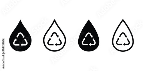 Recycle water drop icon vector. Recycling and save water icon. Planet bio protection circle flat design