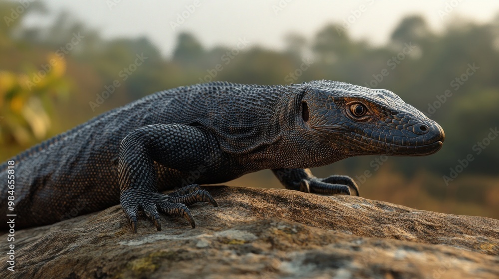 A close-up of a lizard resting on a rock, showcasing its detailed texture and features. A close-up of a lizard resting on a rock, showcasing its detailed texture and features.