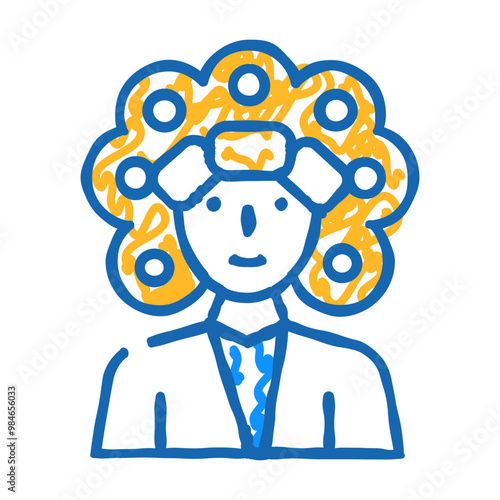 perm hair doodle icon sketch vector. perm hair sign. isolated symbol illustration