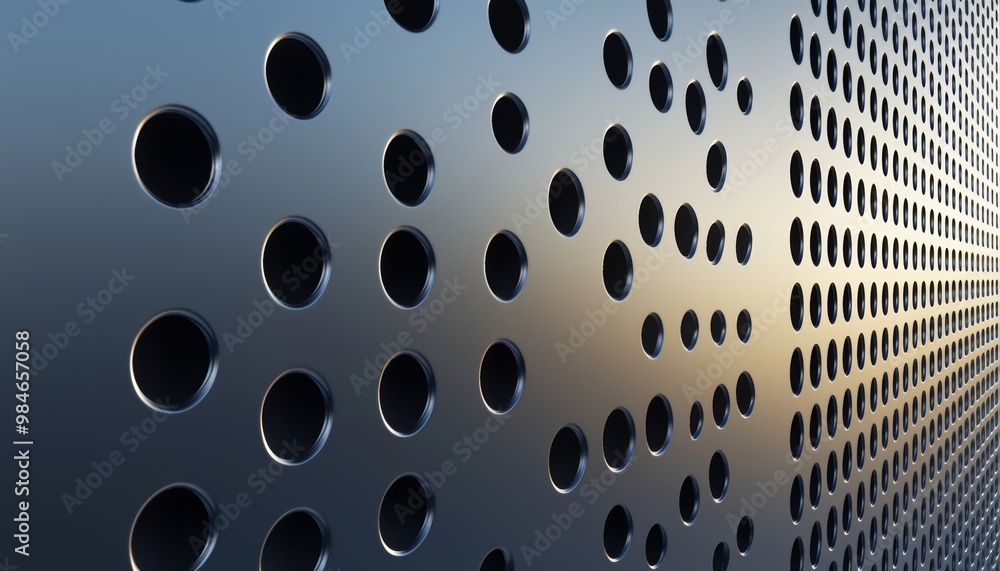 A perforated metal wall with a subtle gradient, adding texture and depth to the surface. A perforated metal wall with a subtle gradient, adding texture and depth to the surface.