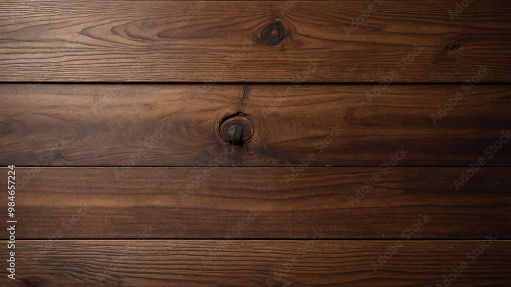 Natural wooden planks with prominent horizontal grain pattern and rich warm brown color, rustic look. Natural wooden planks with prominent horizontal grain pattern and rich warm brown color, rustic look.