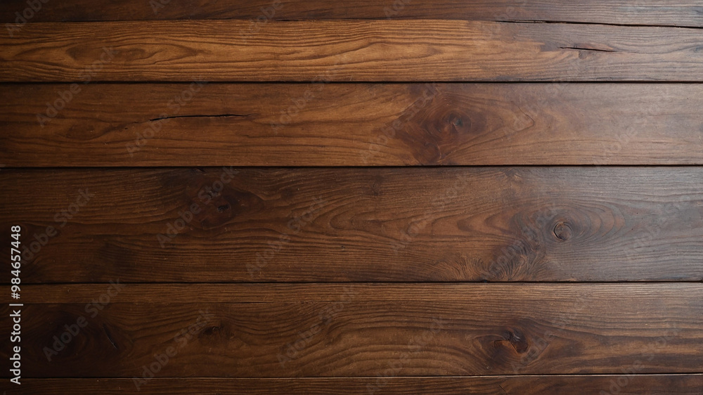 Natural wooden planks with prominent horizontal grain pattern and rich warm brown color, rustic look. Natural wooden planks with prominent horizontal grain pattern and rich warm brown color, rustic look.