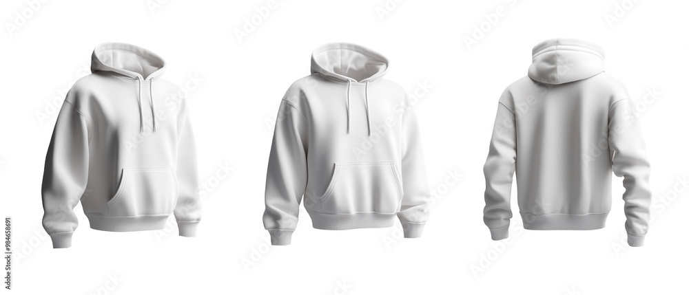 Cropped hooded sweatshirt mockup featuring front and side views, zipper. Cropped hooded sweatshirt mockup featuring front and side views, zipper.