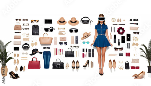 360 woman degrees render virtual reality 3d fashion shop shop fashion store sale clothes woman clothing design female modern background beauty market mall dress concept online clothes rack isolated