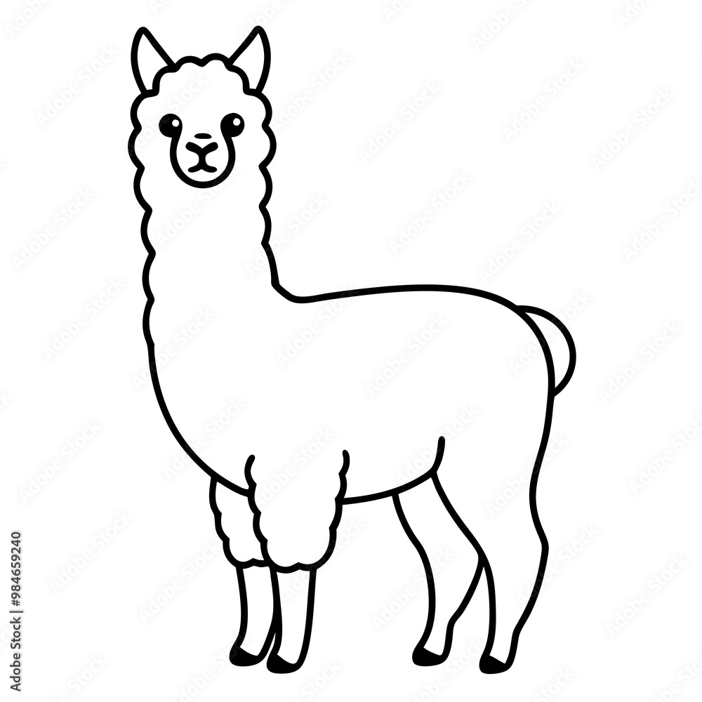 Minimalist Alpaca Fluffy Body & Graceful Neck Vector Art Minimalist Alpaca Fluffy Body & Graceful Neck Vector Art