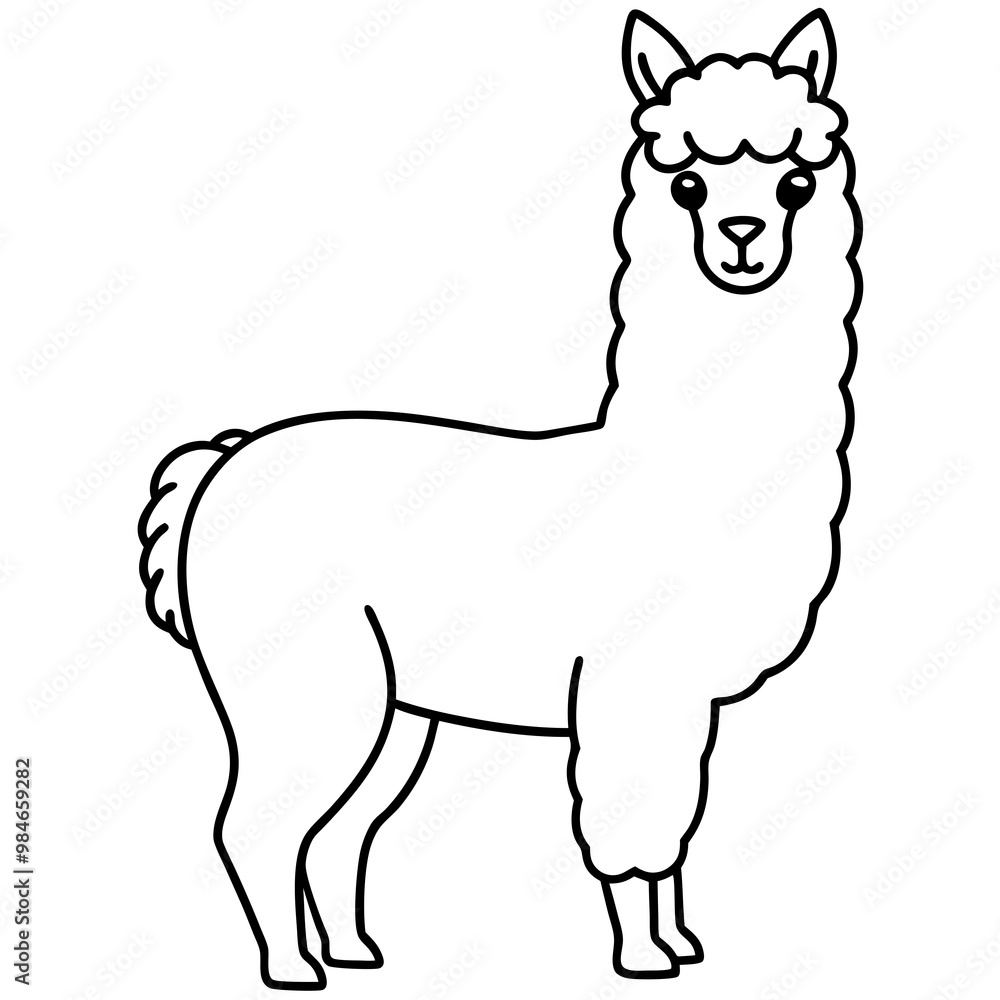 Obraz premium Minimalist Alpaca Fluffy Body & Graceful Neck Vector Art