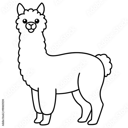 Minimalist Alpaca Fluffy Body & Graceful Neck Vector Art