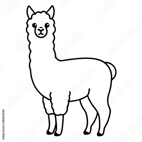 Minimalist Alpaca Fluffy Body & Graceful Neck Vector Art