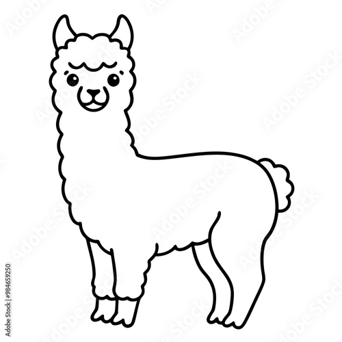 Minimalist Alpaca Fluffy Body & Graceful Neck Vector Art