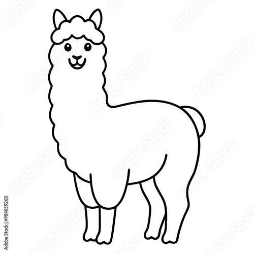 Minimalist Alpaca Fluffy Body & Graceful Neck Vector Art