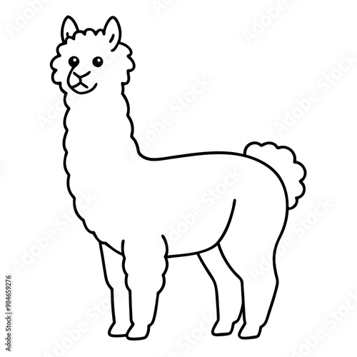 Minimalist Alpaca Fluffy Body & Graceful Neck Vector Art
