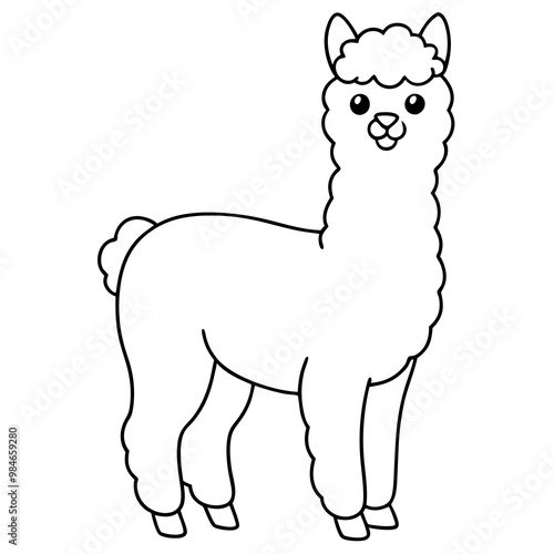 Minimalist Alpaca Fluffy Body & Graceful Neck Vector Art