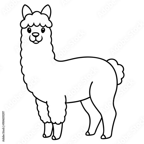 Minimalist Alpaca Fluffy Body & Graceful Neck Vector Art