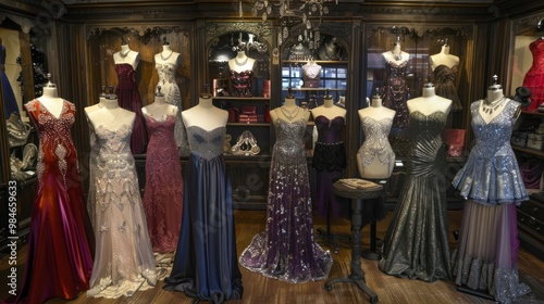 Gowns on Display in a Boutique