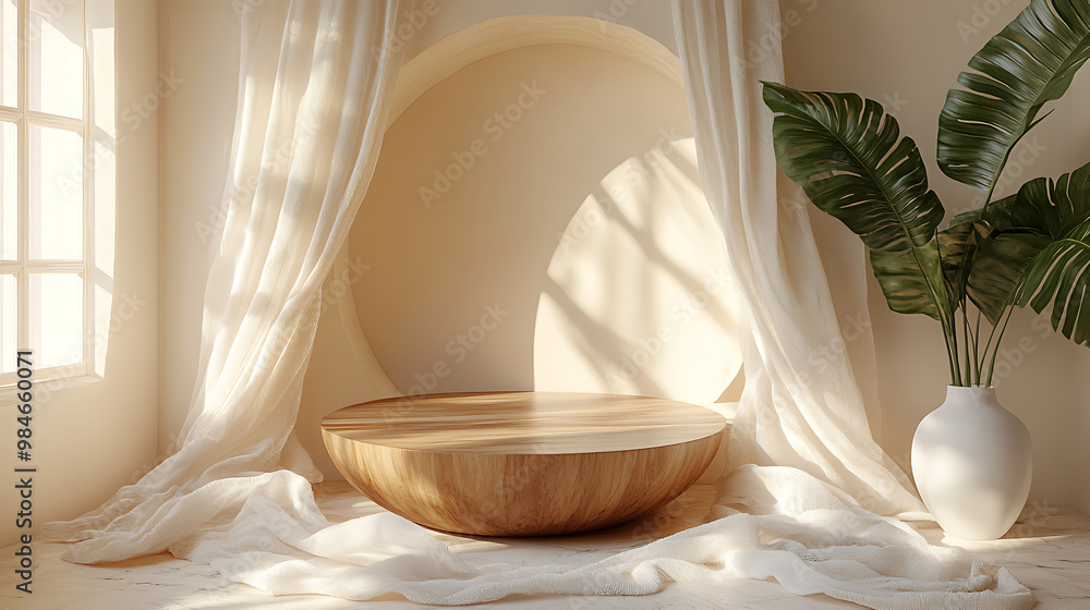 Circular wooden stand for placing products Circular wooden stand for placing products