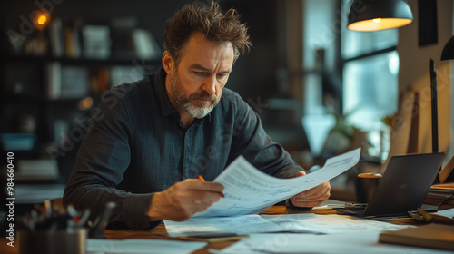 An Accountant Working in an Office 