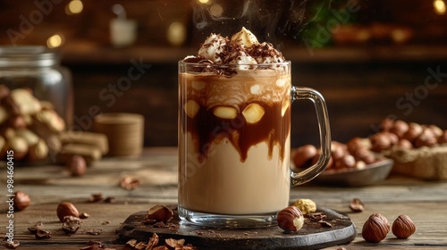 Rich Hot Chocolate with Whipped Cream and Nuts