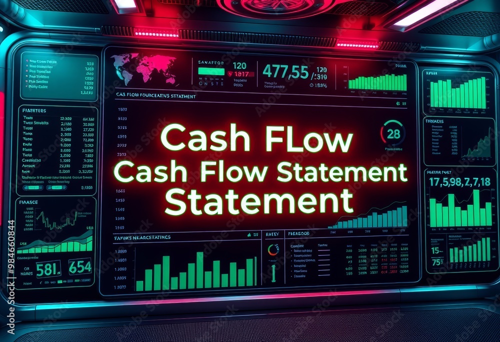 Futuristic Financial Dashboard Featuring Cash Flow Statement Futuristic Financial Dashboard Featuring Cash Flow Statement