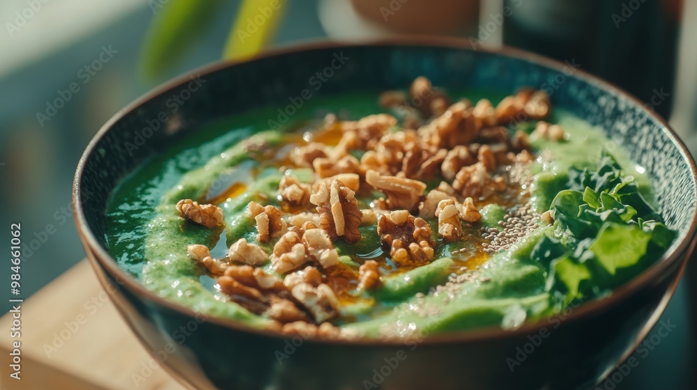 Healthy Green Smoothie Bowl with Toppings