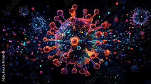 Abstract Coronavirus Illustration with Vibrant Colors