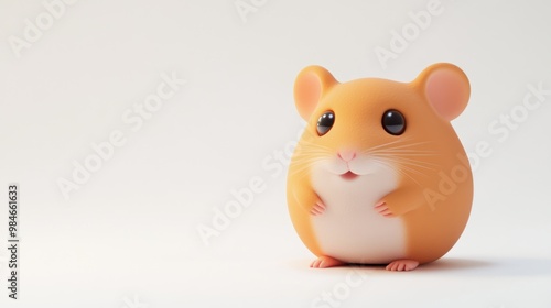 A cute, cartoonish orange hamster with big eyes, standing on a light background.