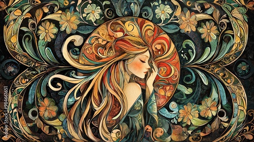 Art Nouveau Poster Design: Flowing Lines & Floral Patterns
