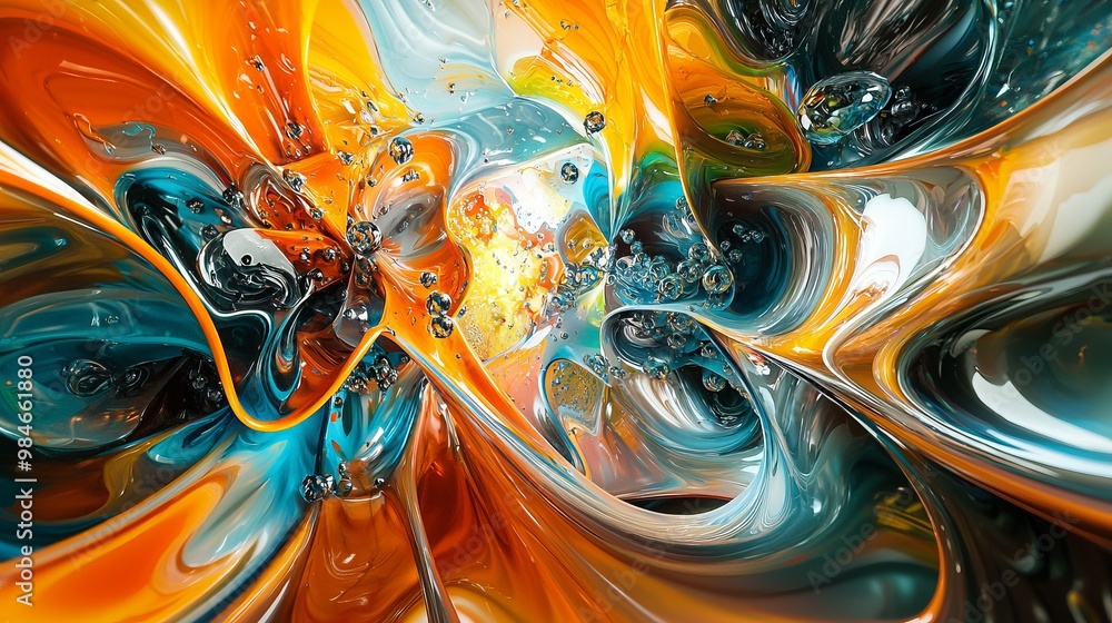 Liquid Abstract Art: Shapes and Letters Melt and Blend in 3D Liquid Abstract Art: Shapes and Letters Melt and Blend in 3D
