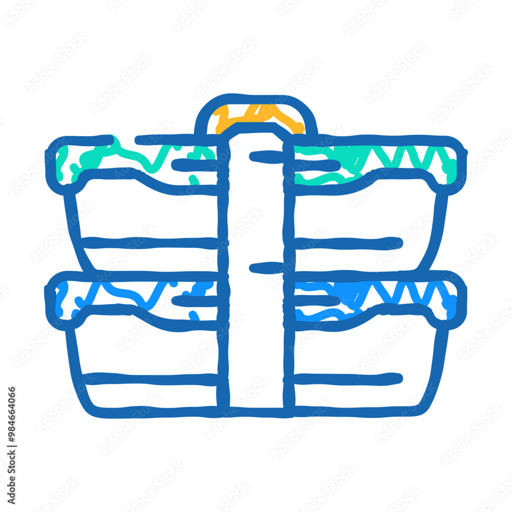 double lunchbox doodle icon sketch vector. double lunchbox sign. isolated symbol illustration