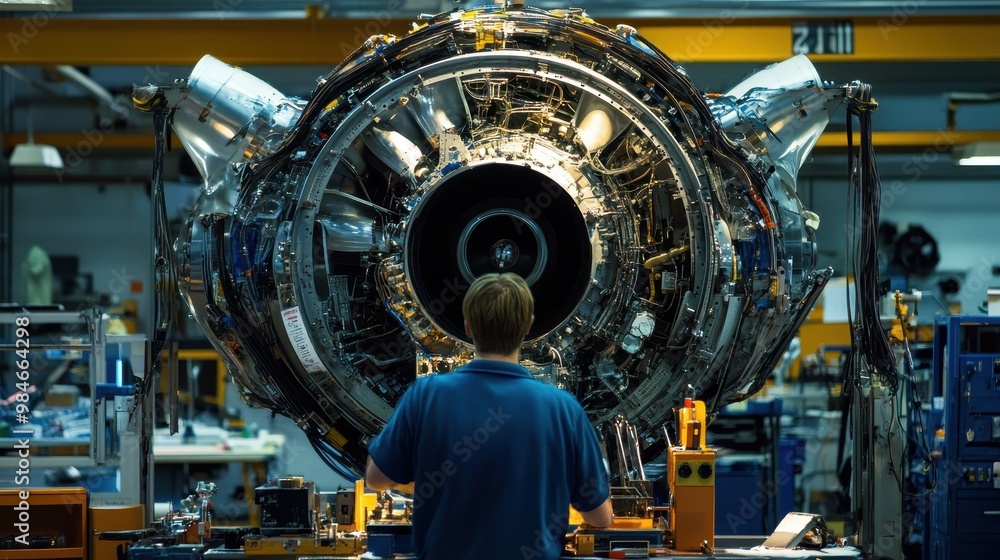 Jet Engine Inspection and Maintenance in Industrial Workshop Jet Engine Inspection and Maintenance in Industrial Workshop