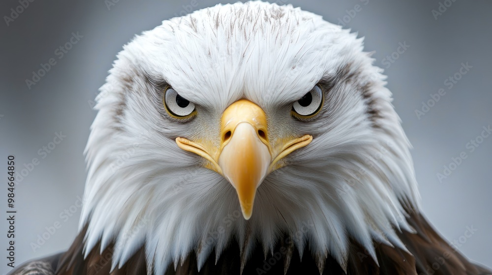 Close-up of a majestic eagle with intense eyes and a detailed feathered head. Close-up of a majestic eagle with intense eyes and a detailed feathered head.