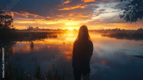 Fototapeta Naklejka Na Ścianę i Meble -  sunset on the lake