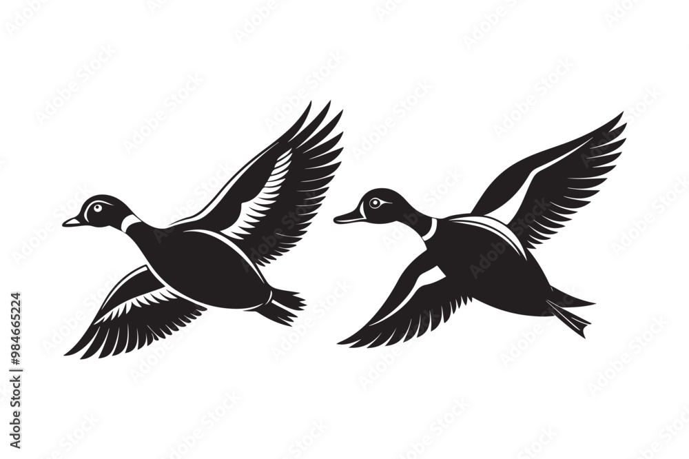 Obraz premium Duck silhouette vector illustration, Duck silhouette vector, Duck silhouette PNG.