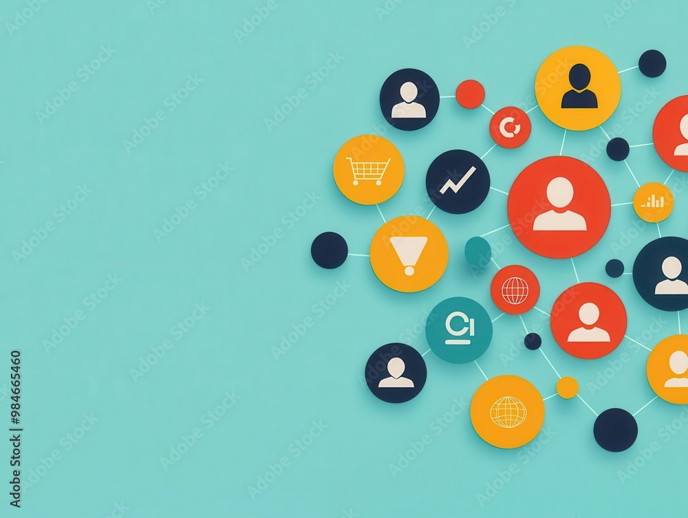 Diverse business icons merging into a cohesive network, seamless integration Diverse business icons merging into a cohesive network, seamless integration