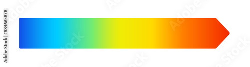 青から赤に色が'変化するグラデーションの矢印 - 気温や温度などの変化のイメージ素材