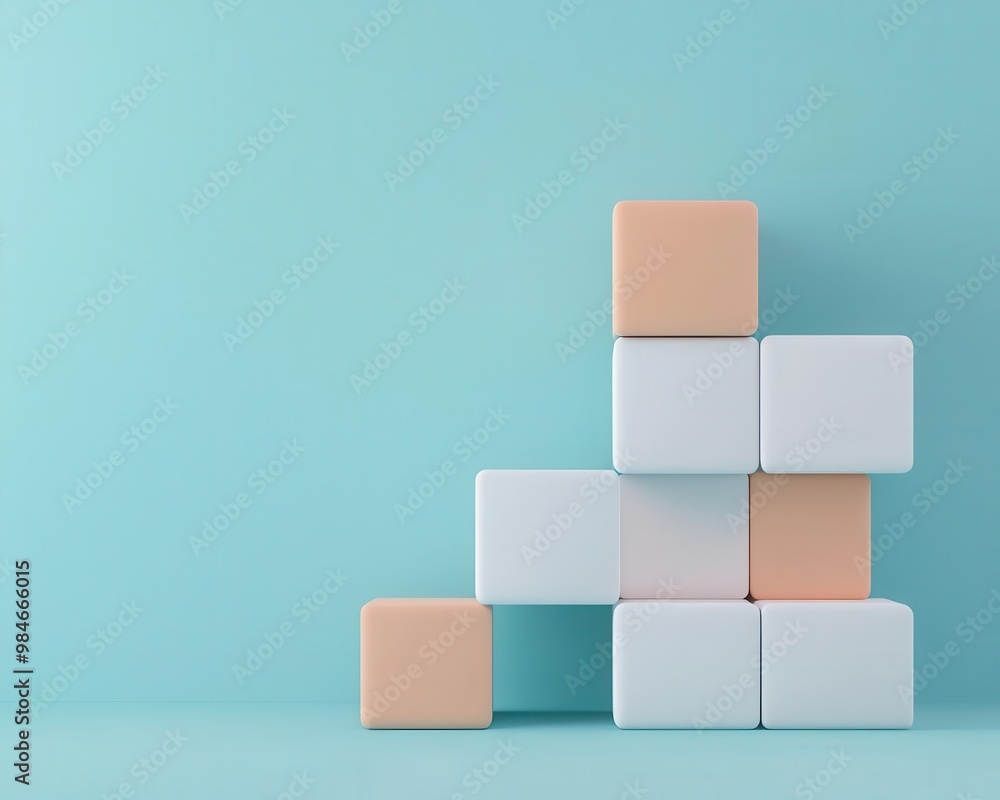 Abstract cube of interlocking business elements, efficient organizational structure Abstract cube of interlocking business elements, efficient organizational structure