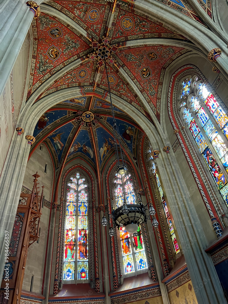 stained glass window in church stained glass window in church