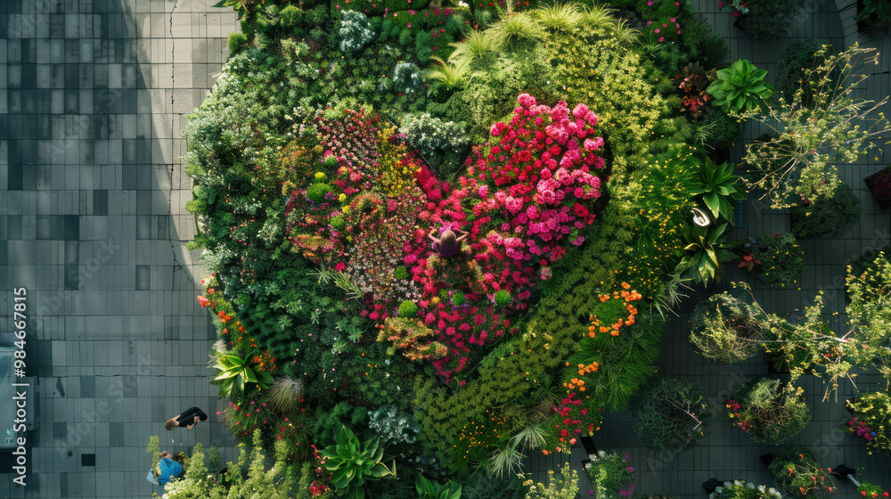 Naklejka premium A fashion marketing initiative that plants seeds in public spaces, growing living billboards of flowers and plants that spell out brand messages