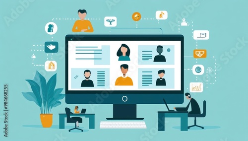 Wallpaper Mural Online Personal Profile Vector Illustration on Computer Screen Torontodigital.ca