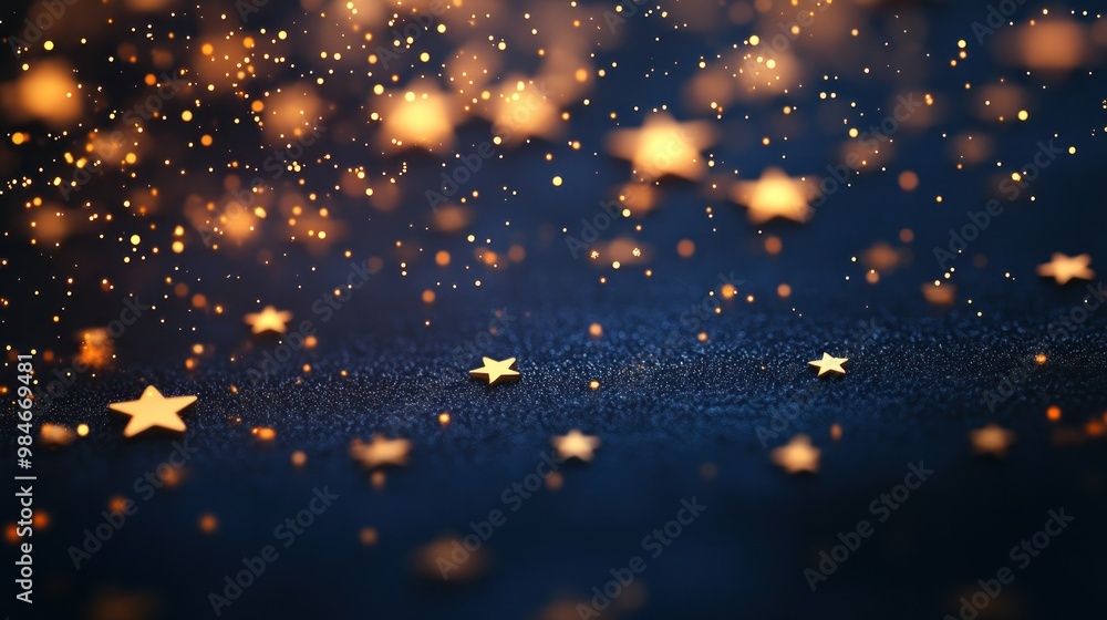 Fototapeta premium A serene night scene with shimmering stars against a dark background.