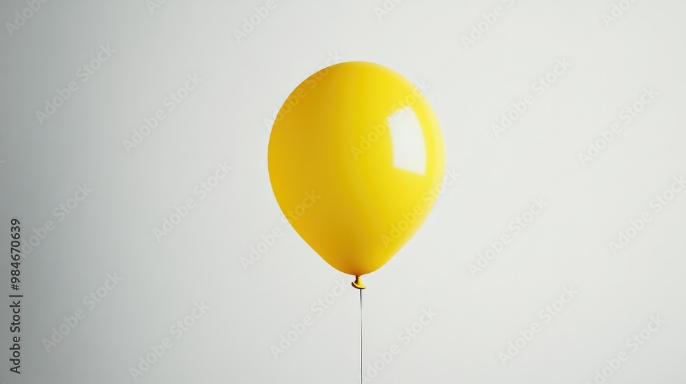 A bright yellow balloon floating freely against a white background, bringing a sense of happiness and simplicity A bright yellow balloon floating freely against a white background, bringing a sense of happiness and simplicity